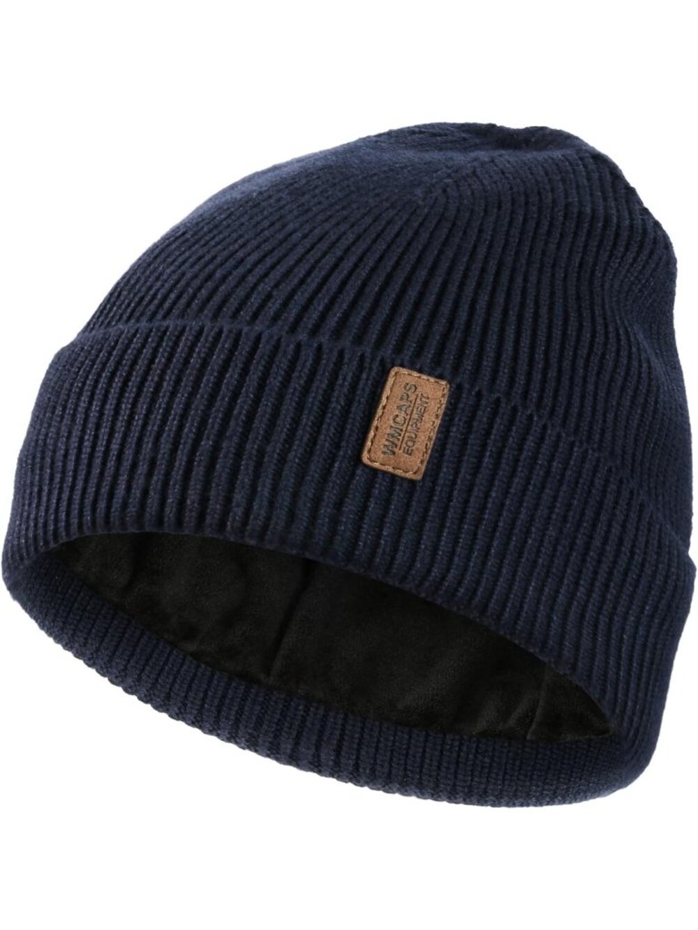 Unisex Navy Blue Winter Beanie For Soft Fleece Lined Knit Ski Hat Warm Cap